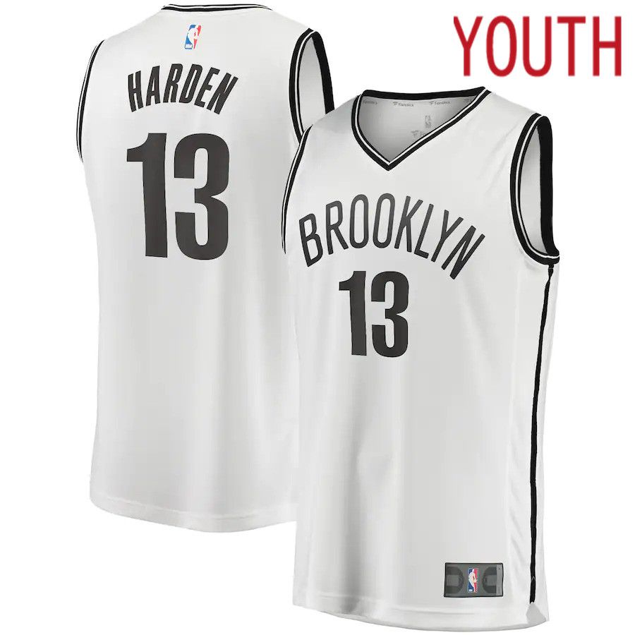 Youth Brooklyn Nets #13 James Harden Fanatics Branded White Fast Break Replica NBA Jersey->customized nba jersey->Custom Jersey